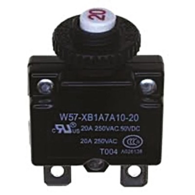 TE Connectivity Thermal Circuit Breaker 0 to +60 °C, 15A Current Rating, 1-Pole, Direct Mount W57-XB1A7A10-15