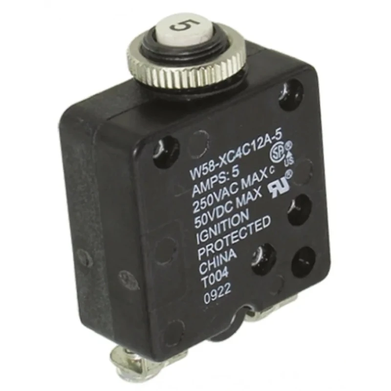 TE Connectivity Thermal Circuit Breaker 5A Current Rating 1-Pole Direct Mount W58-XC4C12A-5