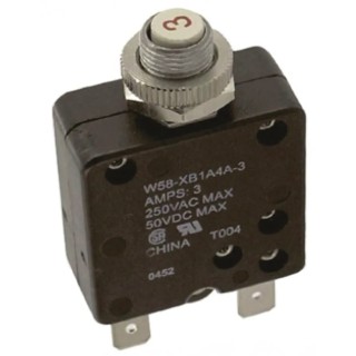 TE Connectivity 0.5 to 30 A W58 Thermal Circuit Breaker 3A Current Rating 1-Pole Direct Mount W58-XB1A4A-3