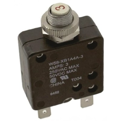 TE Connectivity 0.5 to 30 A W58 Thermal Circuit Breaker 3A Current Rating 1-Pole Direct Mount W58-XB1A4A-3