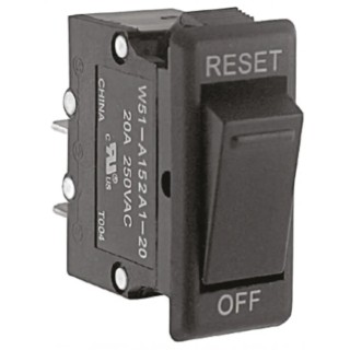 TE Connectivity Thermal Circuit Breaker 20A Current Rating 1-Pole Direct Mount W51-A152A1-20