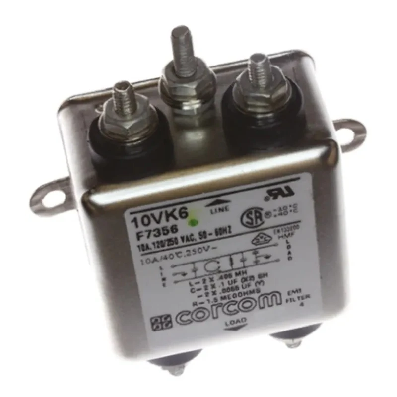 TE Connectivity Corcom K Series General Purpose Flange RFI Filter 10 A 250 V AC 50/60 Hz 1 Phase 10VK6