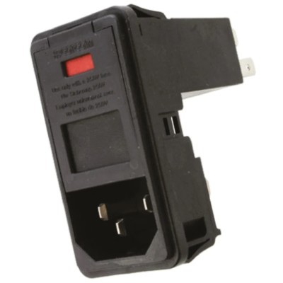 TE Connectivity P Series IEC Filter Snap-in Male Connector 250V AC 10A Dual Fuse PS000D000