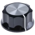 TE Connectivity Black Plastic Grub Screw Potentiometer Knob 33 mm Diameter, 15.9 mm Height for 6.35 mm Circular PKES120B1/4