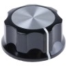 TE Connectivity Black Plastic Grub Screw Potentiometer Knob 33 mm Diameter, 15.9 mm Height for 6.35 mm Circular PKES120B1/4