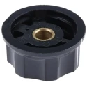 TE Connectivity Black Plastic Grub Screw Potentiometer Knob 33 mm Diameter, 15.9 mm Height for 6.35 mm Circular PKES120B1/4