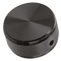 TE Connectivity 31.8 mm Knob Diameter Black Potentiometer Knob for 6.35 mm Circular Shaft KN1251B1/4