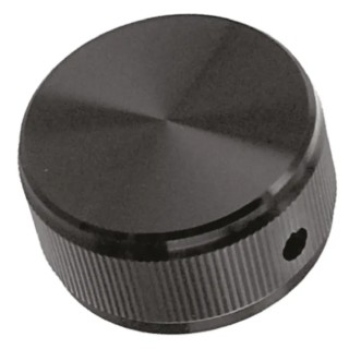 TE Connectivity 31.8 mm Knob Diameter Black Potentiometer Knob for 6.35 mm Circular Shaft KN1251B1/4