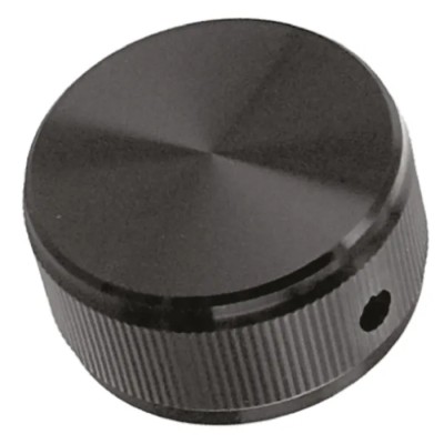 TE Connectivity 31.8 mm Knob Diameter Black Potentiometer Knob for 6.35 mm Circular Shaft KN1251B1/4