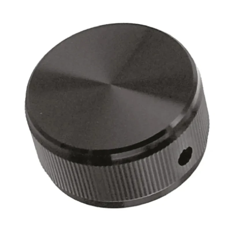 TE Connectivity 31.8 mm Knob Diameter Black Potentiometer Knob for 6.35 mm Circular Shaft KN1251B1/4