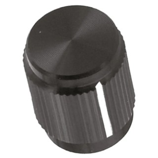 TE Connectivity 12.7 mm Knob Diameter Black Aluminium Potentiometer Knob for 6.35 mm Circular Shaft KN500B1/4
