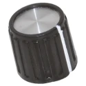TE Connectivity Black Plastic Grub Screw Potentiometer Knob 14 mm Diameter 13 mm Height for 6.35 mm Circular Shaft PKG50B1/4
