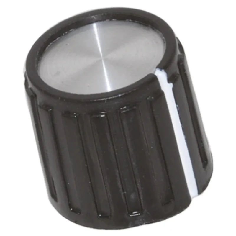 TE Connectivity Black Plastic Grub Screw Potentiometer Knob 14 mm Diameter 13 mm Height for 6.35 mm Circular Shaft PKG50B1/4