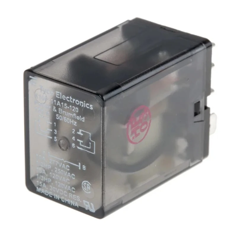 TE Connectivity Power Relay 120V AC Coil, 15A Switching Current, DPDT Contact Configuration K10P-11A15-120