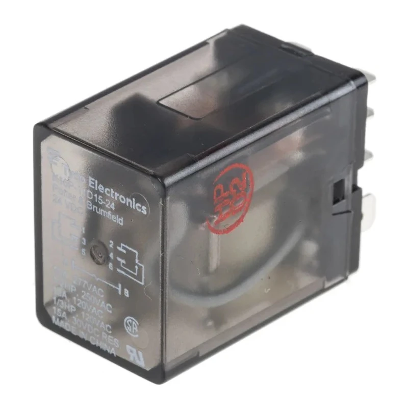 TE Connectivity Power Relay DPDT 24V DC Coil, 15A Switching Current, 600V AC Voltage, Silver Alloy Contacts K10P-11D15-24