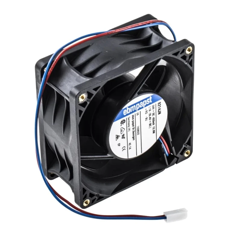 ebm-papst 8200 J Series Compact DC Axial Fan 24V DC 11W 132m³/h Air Flow IP68 80mm x 80mm x 38mm 