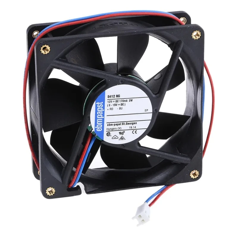 ebm-papst 8400 N Series Axial Fan 12V DC 2W Power 69 m³/h Airflow IP20 80 mm Frame Size 