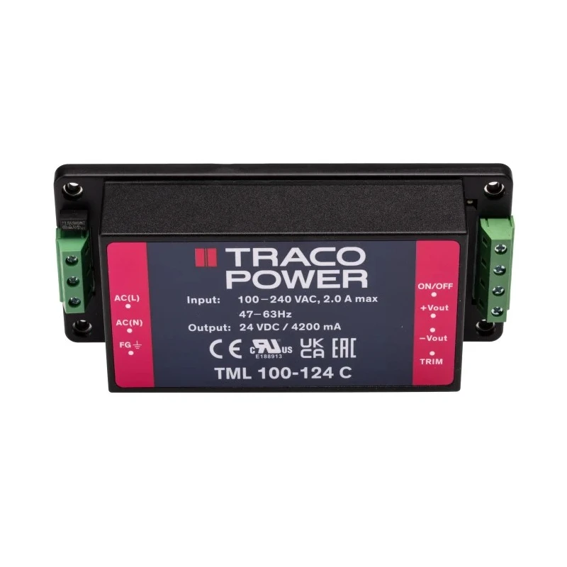 TRACOPOWER Switching Power Supply 24V DC 100W Chassis Mount TML 100-124C