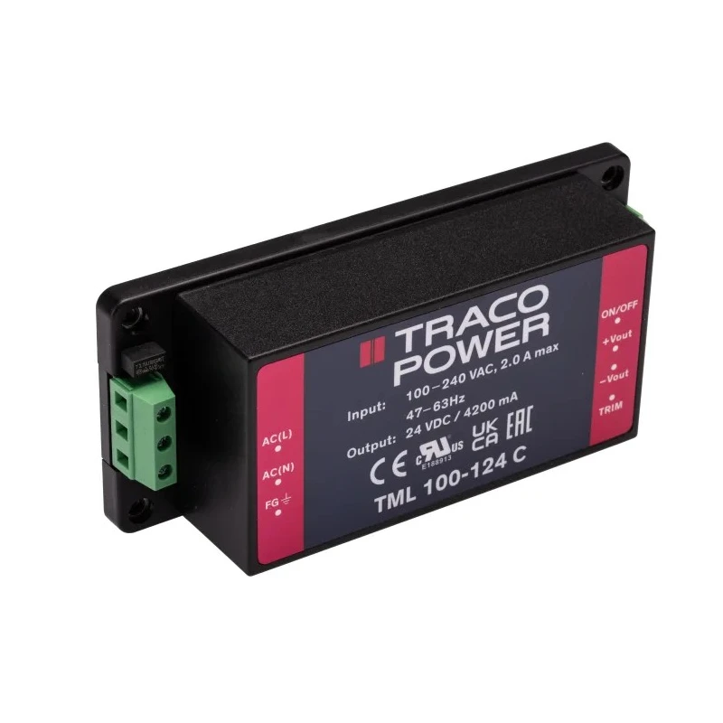 TRACOPOWER Switching Power Supply 24V DC 100W Chassis Mount TML 100-124C