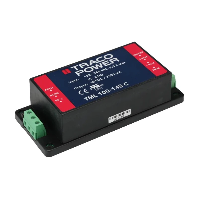 TRACOPOWER Switching Power Supply 48V DC, 100W, Chassis Mount, 94.5% Efficiency TML 100-148C