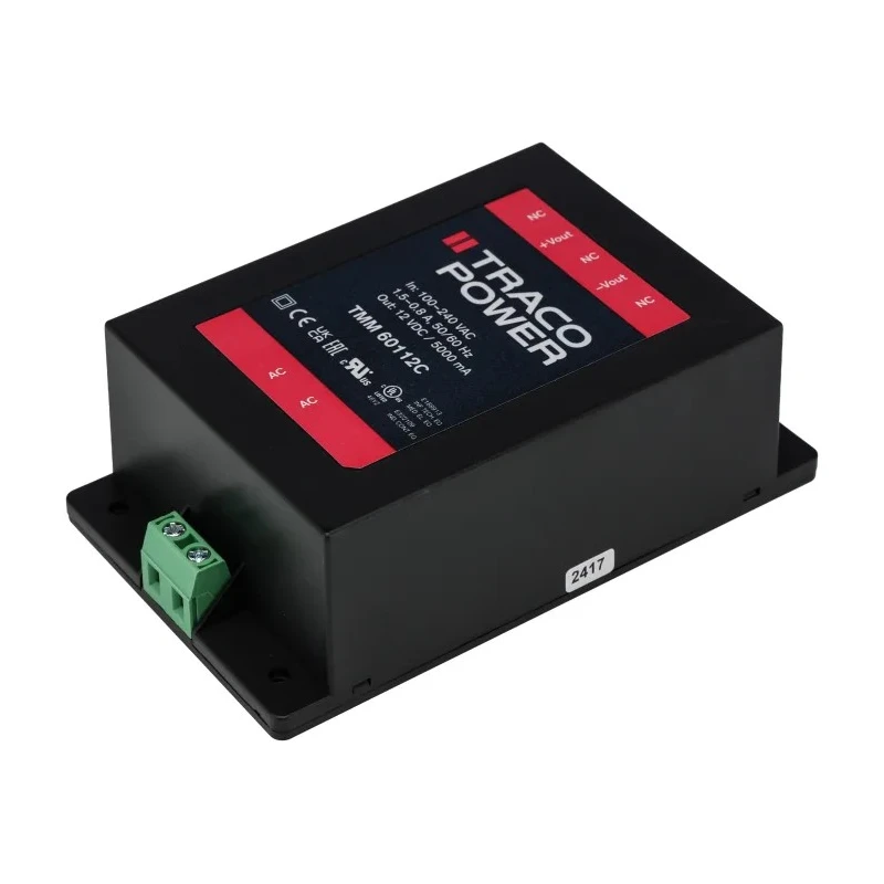 TRACOPOWER AC/DC Power Supply 12V DC 60W, 85-264V AC Input, 5A Output, Chassis Mount TMM 60112C
