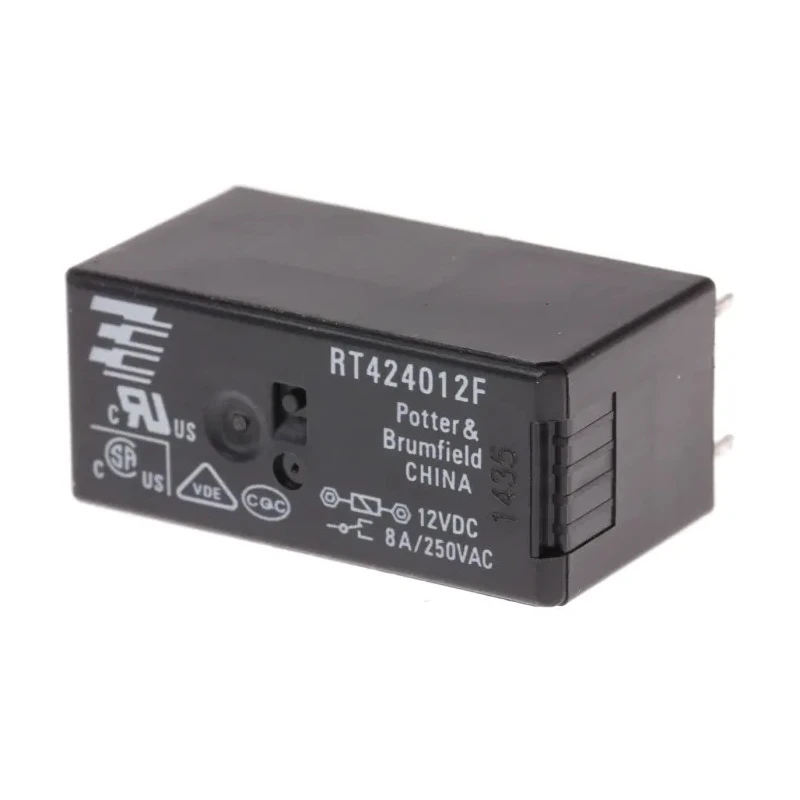 TE Connectivity PCB Power Relay 12V DC Coil, 8A Switching Current, DPDT RT424012F