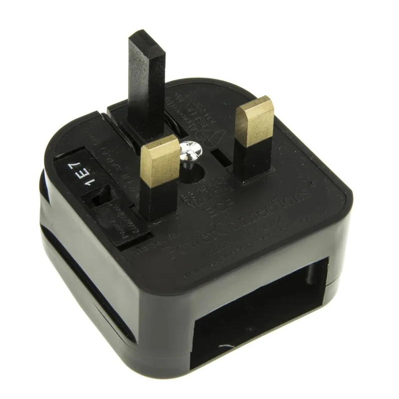 PowerConnections Mains Connector Converter Europe to UK, 3A Current, 600W Load, Model ECP-BNR-3A