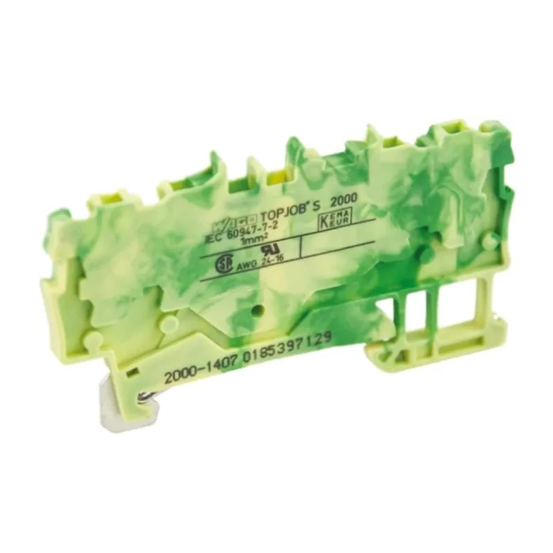 Wago TOPJOB S Series Earth Terminal Block Green Yellow 1mm² 1-Level Cage Clamp IECEx/ATEX 2000-1407
