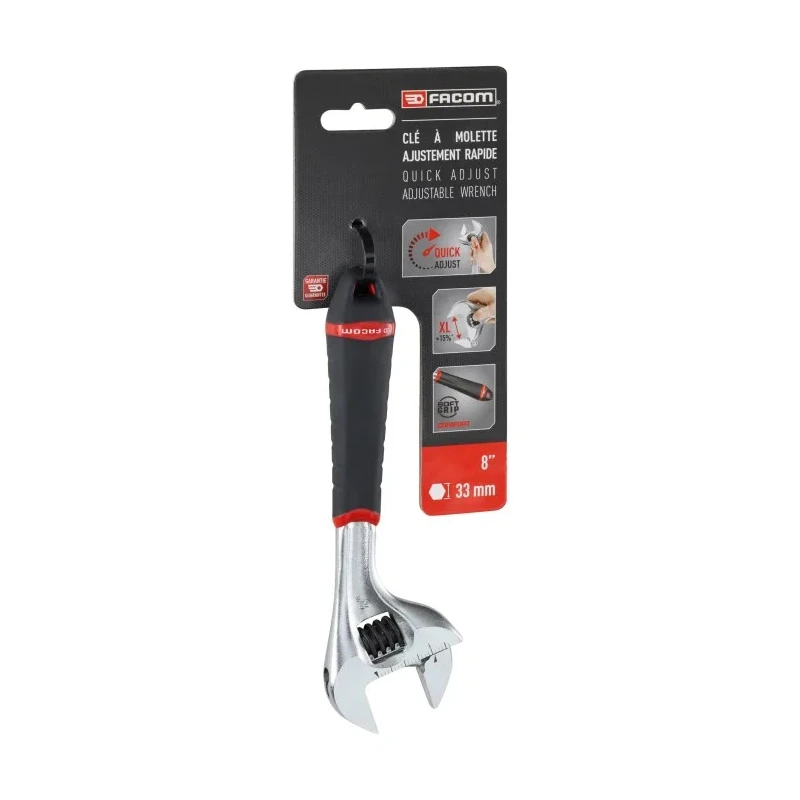 Facom 33 mm Jaw Capacity Adjustable Spanner, 201mm Overall with Plastic Handle 101.8GPB