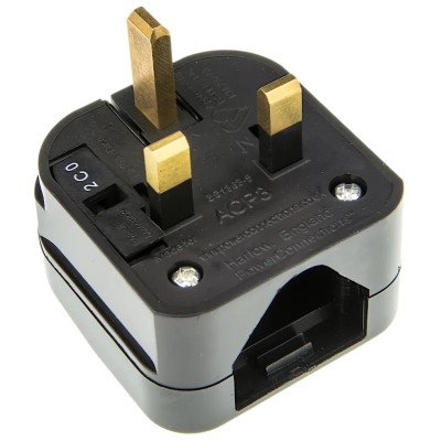 PowerConnections Mains Connector Converter USA to UK 5A ACP3-BK-R-10A