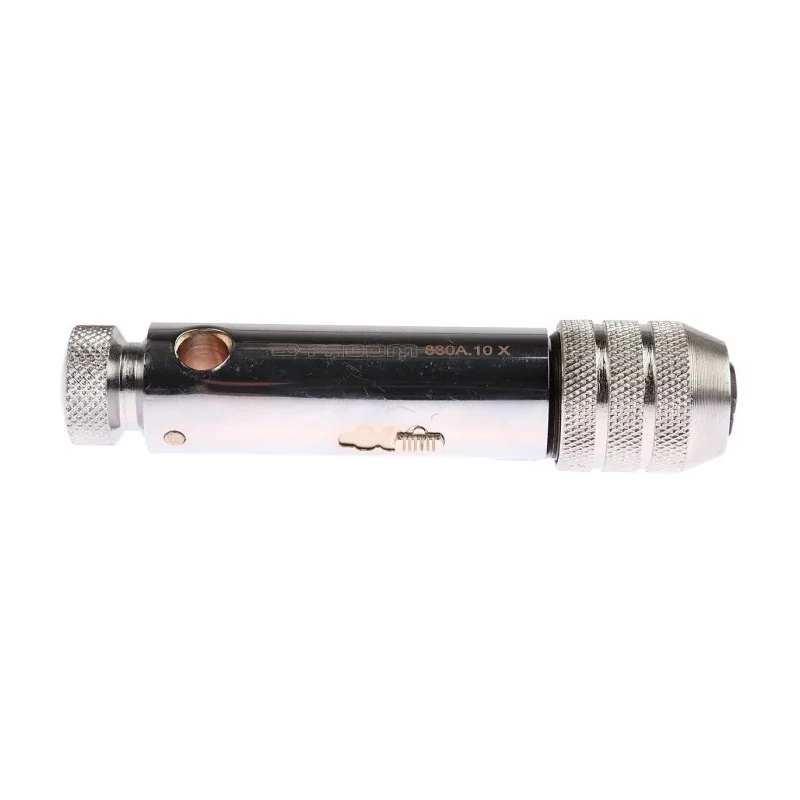 Facom T-Handle Ratcheting Tap Wrench Pressure Cast Zamak, Chrome Finish, Adjustable 2-16 mm Tap Size 385mm Length 830A.10