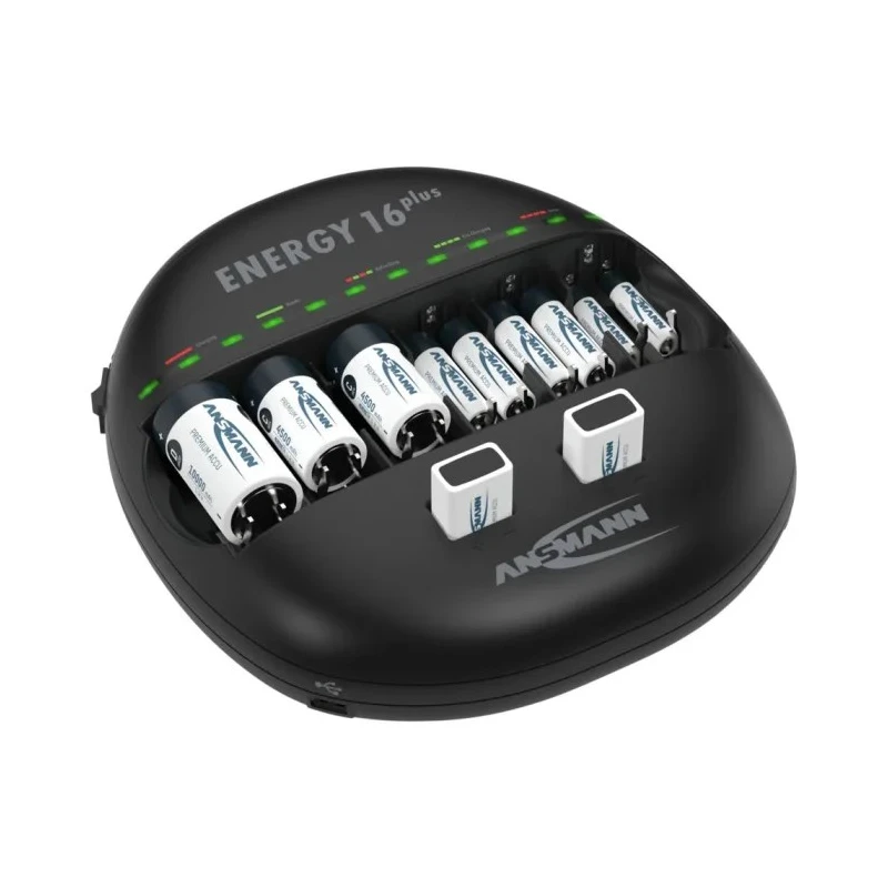 Ansmann Battery Charger ENERGY 16 PLUS Table Charger for NiCd, NiMH Batteries 10V, 1.4V, 5V, 9V, 1000mA, USB 1001-0004-UK