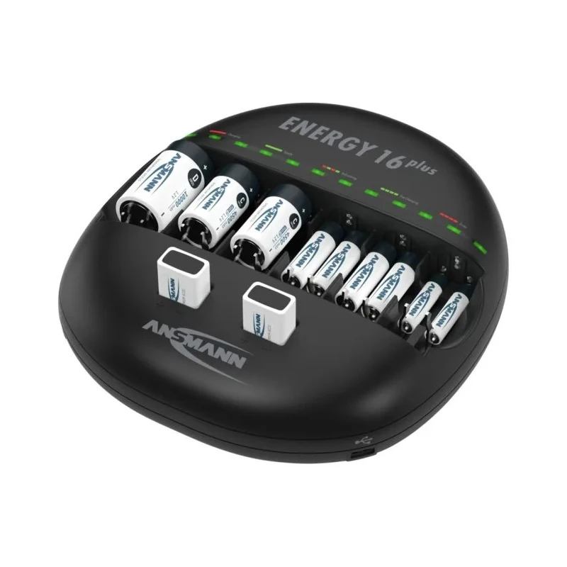Ansmann Battery Charger ENERGY 16 PLUS Table Charger for NiCd, NiMH Batteries 10V, 1.4V, 5V, 9V, 1000mA, USB 1001-0004-UK