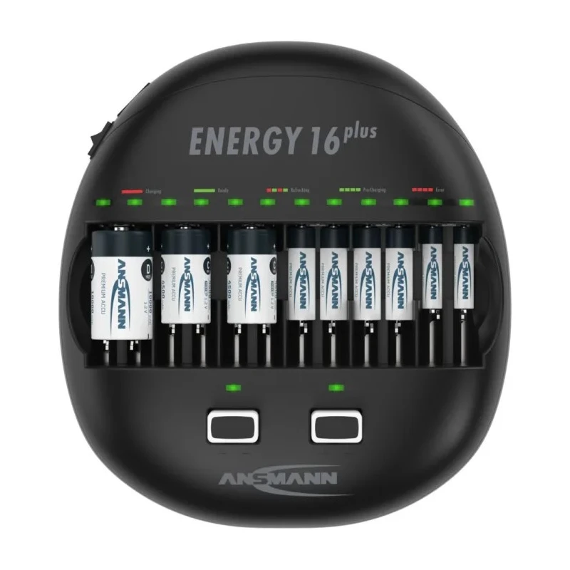 Ansmann Battery Charger ENERGY 16 PLUS Table Charger for NiCd, NiMH Batteries 10V, 1.4V, 5V, 9V, 1000mA, USB 1001-0004-UK