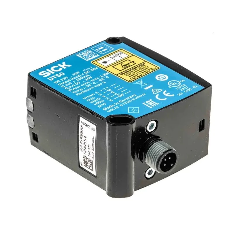 SICK Background Suppression Distance Sensor Block Style Laser Light Source Digital PNP Output 200 mm to 10 m IP65 DT50-P1124