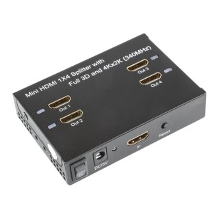 NewLink 4 Port 1 Input 4 Output HDMI High Speed Video Splitter, 3840 x 2160 Pixel Resolution HD-SLT404DUO