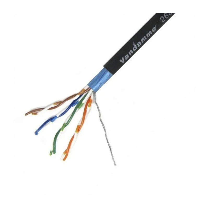 Van Damme Screened Cat5e Ethernet Cable 100 m Stranded Oxygen-Free Copper Conductor PVC Jacket Black 