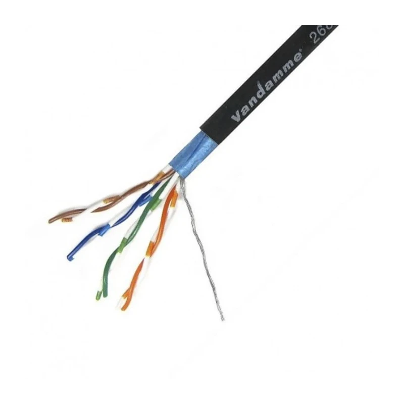Van Damme Screened Cat5e Ethernet Cable 100 m Stranded Oxygen-Free Copper Conductor PVC Jacket Black 