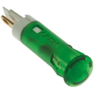 APEM Green LED Panel Mount Indicator 6 mm Snap-In, FASTON Termination, 12V DC QS61XXG12
