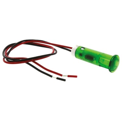 APEM Green 8mm Panel Mount Indicator, 220V AC, 3mA Current, Lead Wire Termination QS83XXHG220