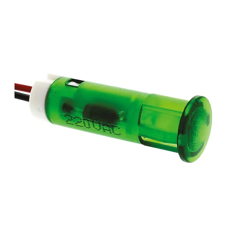 APEM Green 8mm Panel Mount Indicator, 220V AC, 3mA Current, Lead Wire Termination QS83XXHG220