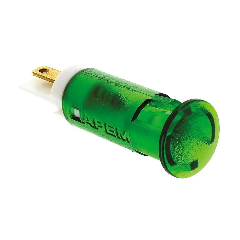 APEM Green Panel Mount Indicator 24V DC 20mA Solder Lug Termination QS101XXG24