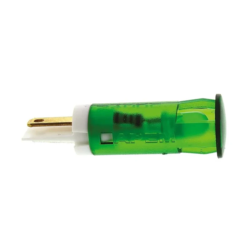 APEM Green Panel Mount Indicator 24V DC 20mA Solder Lug Termination QS101XXG24