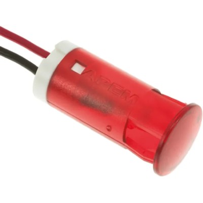 APEM Red LED Panel Mount Indicator 12 mm, FASTON Termination, 24V dc, Apem QS Series QS123XXR24