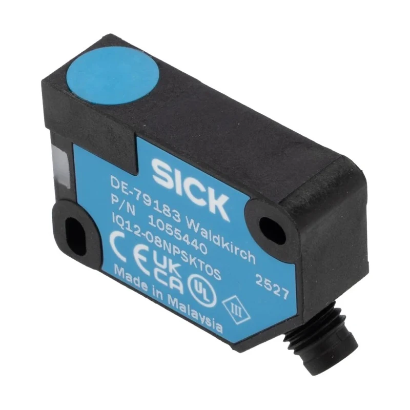 SICK Block Inductive Proximity Sensor IQ12-08NPSKT0S, M3 Thread, PNP Output, 8 mm Detection, 30 V DC, 200 mA
