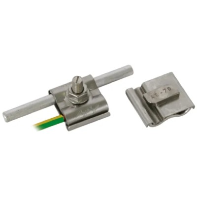 Dehn Stainless Steel Terminal Lightning Earth Clamp Max. Conductor Size 50 mm² Nominal Rod Diameter 10 mm M8 UNI PV