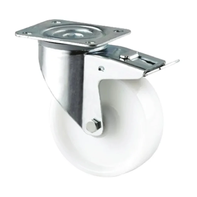 Tente Braked Swivel Castor with 350 kg Load Capacity, 200 mm Polyamide Wheel, Pressed Steel Frame, Zinc Plated 3477UOR200P63