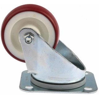 Tente Swivel Castor with 80 mm Polyurethane Wheel, 150 kg Load Capacity, Pressed Steel Frame, Zinc Plated 3470UAR080P62 red