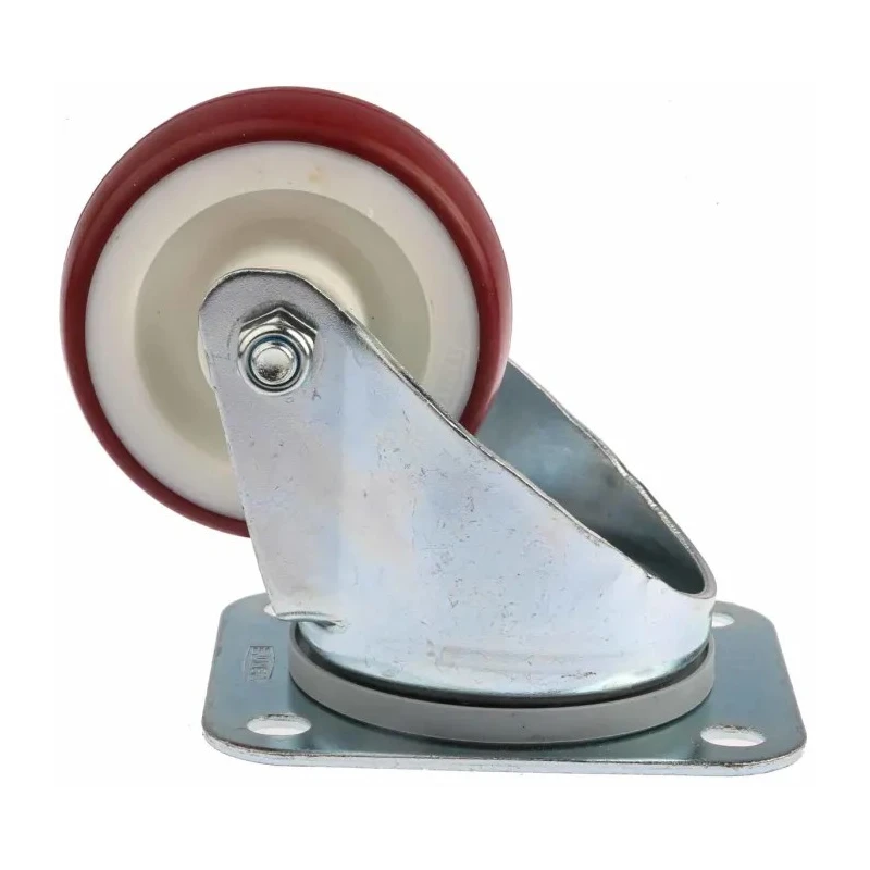 Tente Swivel Castor with 80 mm Polyurethane Wheel, 150 kg Load Capacity, Pressed Steel Frame, Zinc Plated 3470UAR080P62 red
