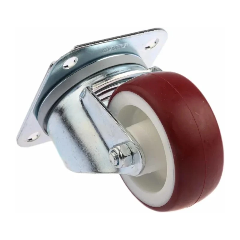 Tente Swivel Castor with 80 mm Polyurethane Wheel, 150 kg Load Capacity, Pressed Steel Frame, Zinc Plated 3470UAR080P62 red